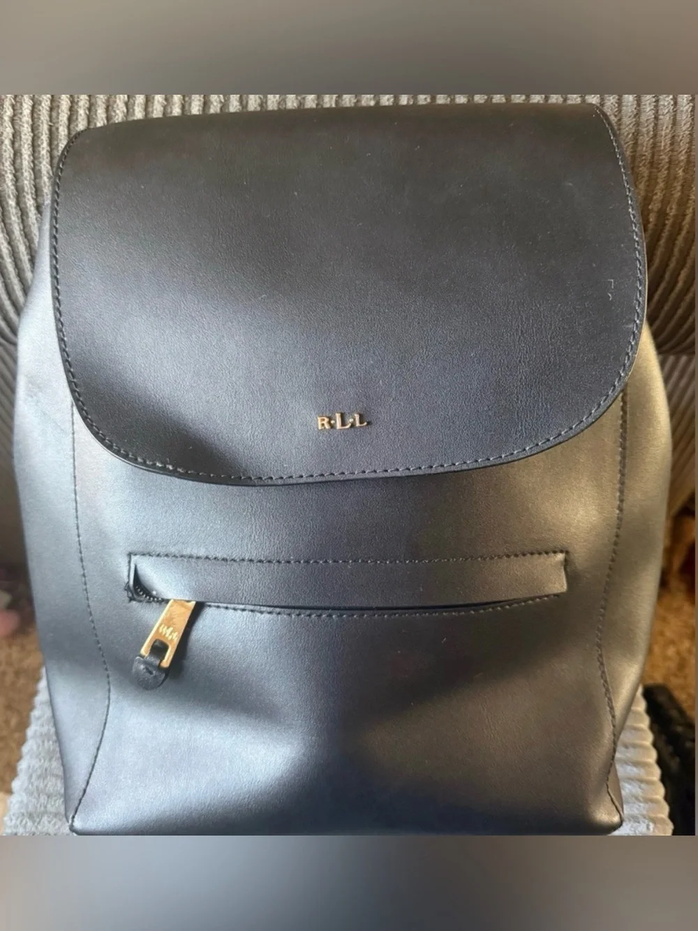 VTG Ralph Lauren Dryden Ellen Black Leather Backpack Bag Red Interior
